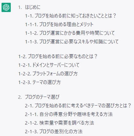 番号付きの小見出しが作られる